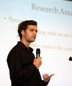 A speaker at a Nystagmus Network research event.