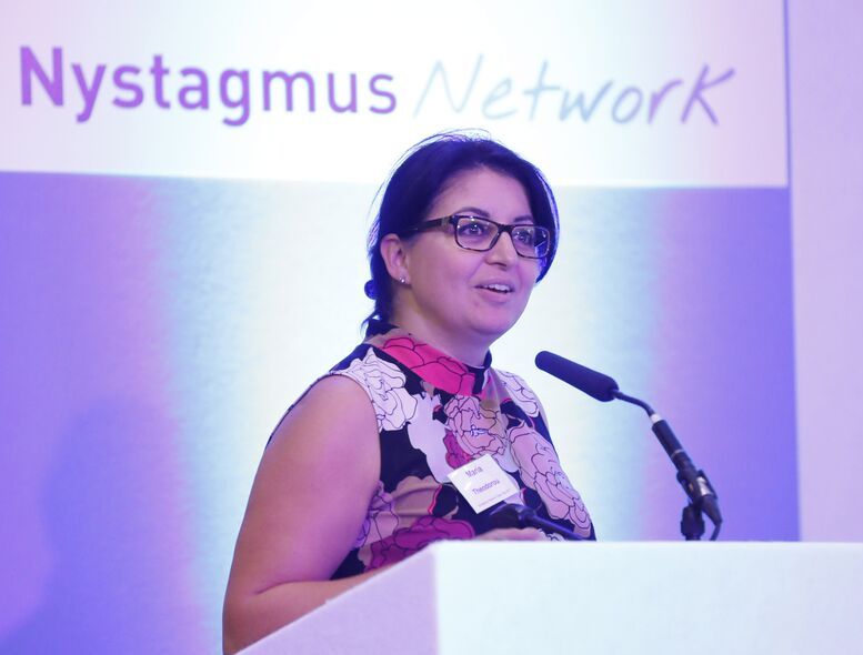 Maria Theodorou speaks at a Nystagmus Network event.