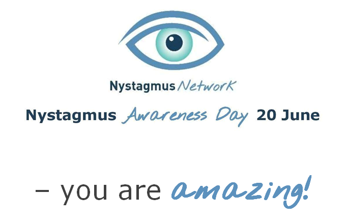 The Nystagmus Network eye logo and the words Nystagmus Awareness Day 20 June