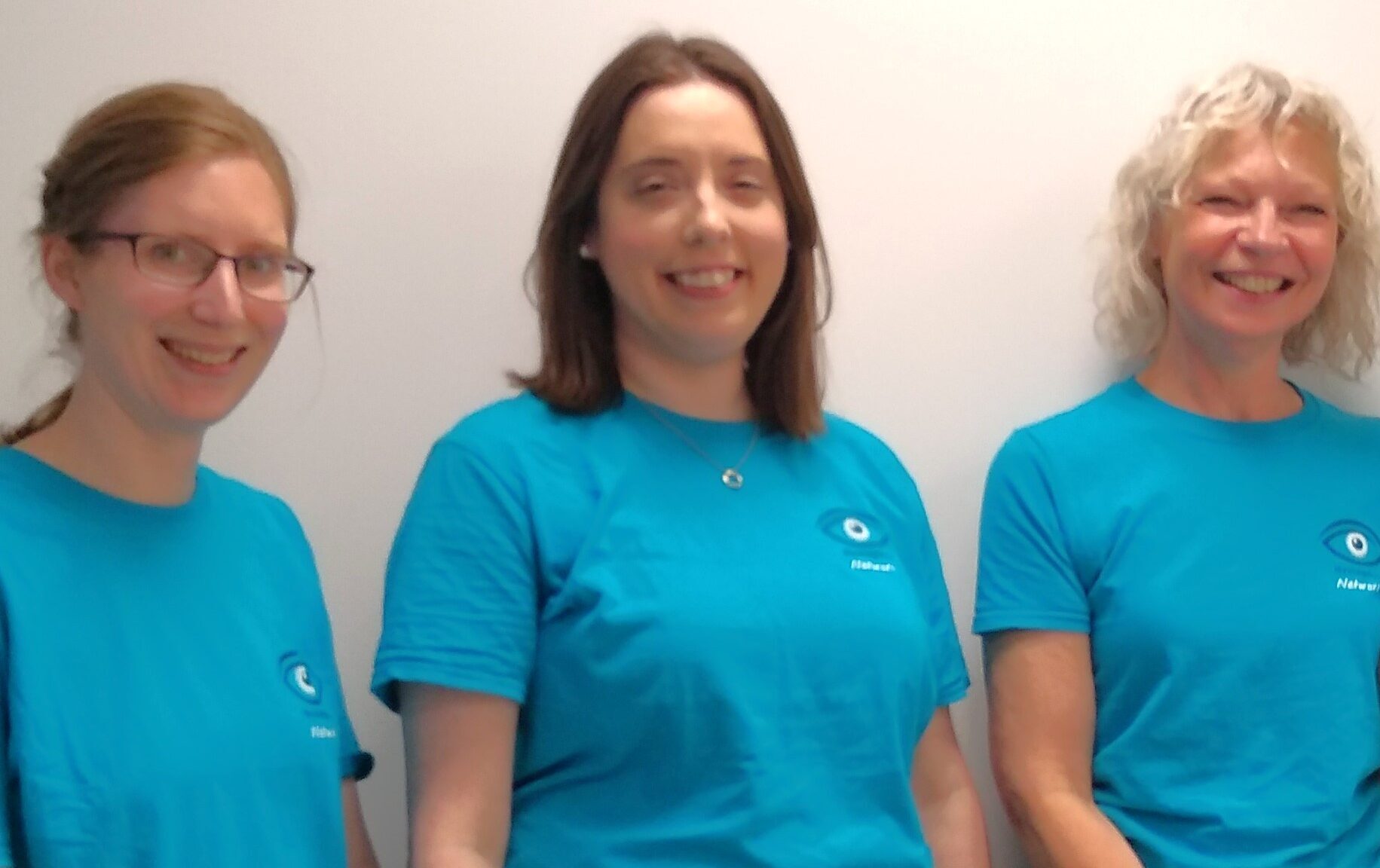Hanni, Jenn and Sue in their Nystagmus Network T-shirts.