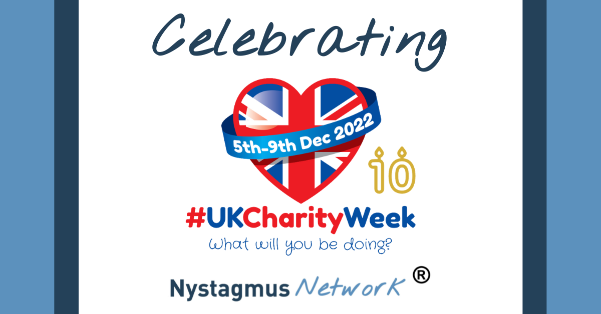 Celebrating #UKCharityWeek. What will you be doing? Nystagmus Network logo.