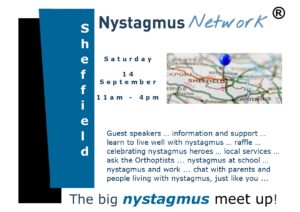 A p[ostcard for the big nystagmusd meet up Sheffield on Saturday 14 September.