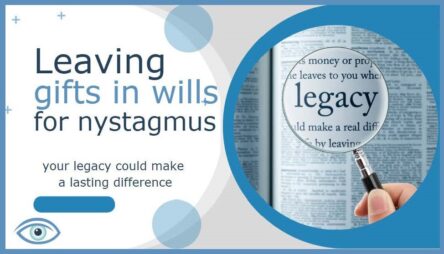 A banner promoting leaving a gift in your will for the Nystagmus Network.